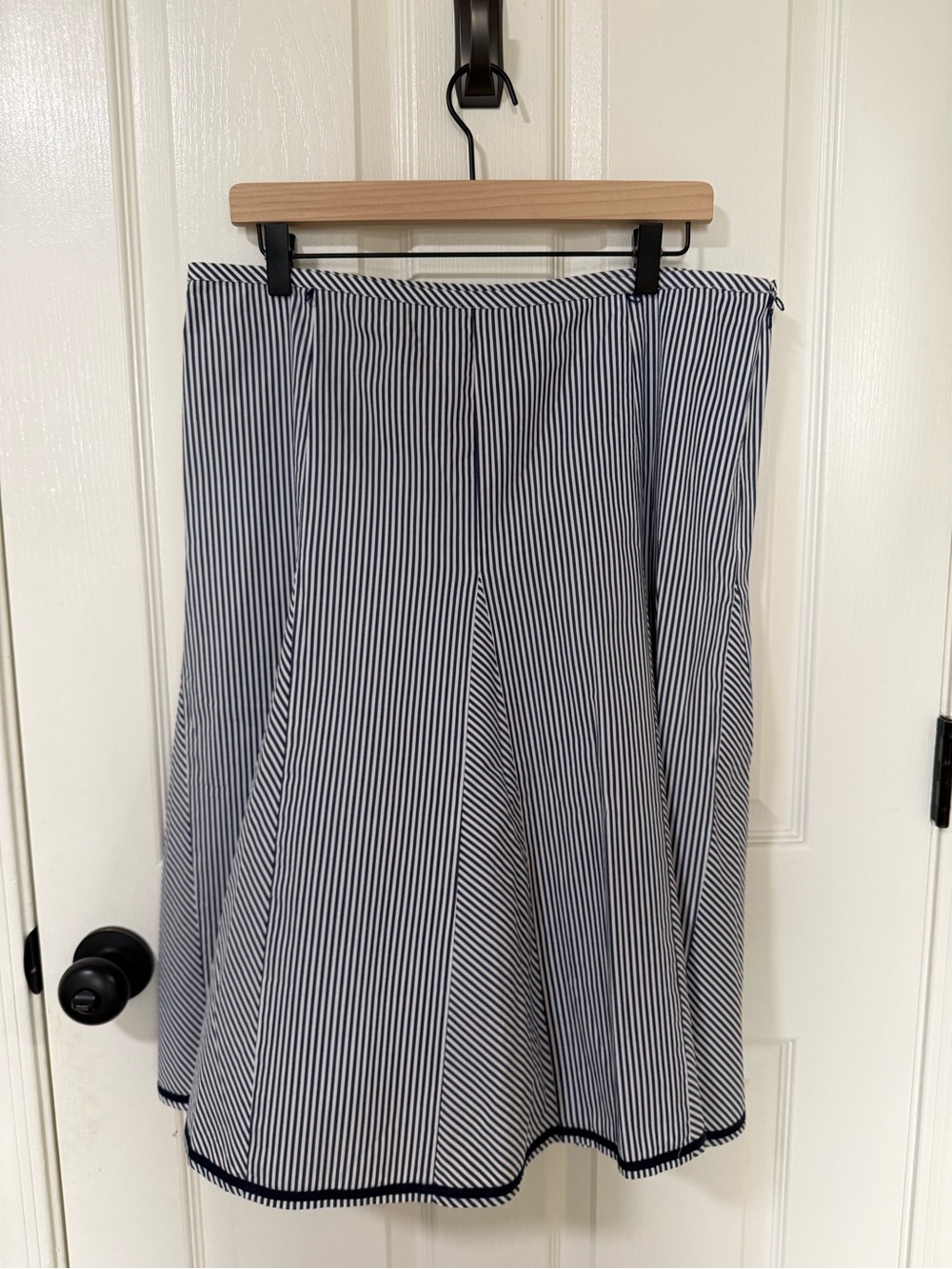 TALBOTS Navy and White Striped A-Line Skirt